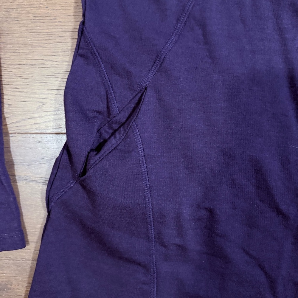 Ibex Wool Hooded Dress with Pockets and Thumbholes Sz Large Purple - Picture 3 of 10